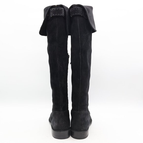 Frye Boots Shirley Riding Over The Knee Women's 6 B Black Half Zip Almond Toe - Picture 5 of 8